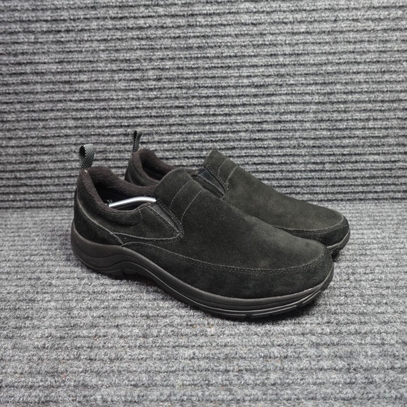 LL Bean Shoes Mens 14 M Black Suede Moccasin Slip On Comfort Walking - Picture 1 of 10